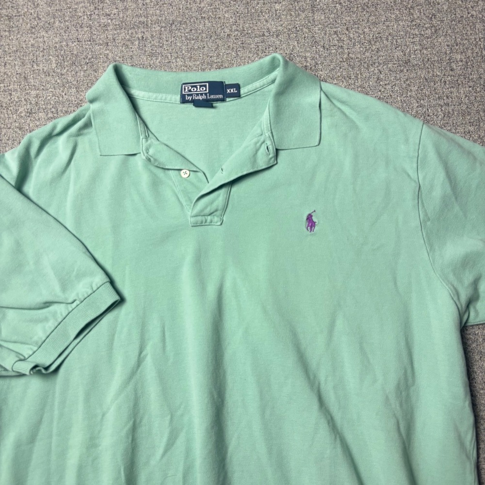 Polo Ralph Lauren Polo Shirt Mens XXL Classic Fit Mint Green Purple Pony Logo